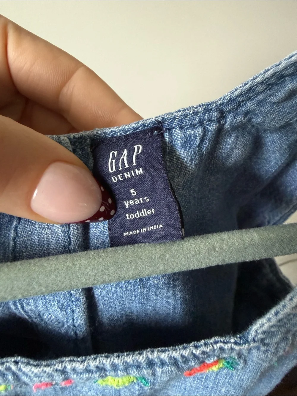 GAP Light Blue Denim Dress with Neon Floral Embroidery